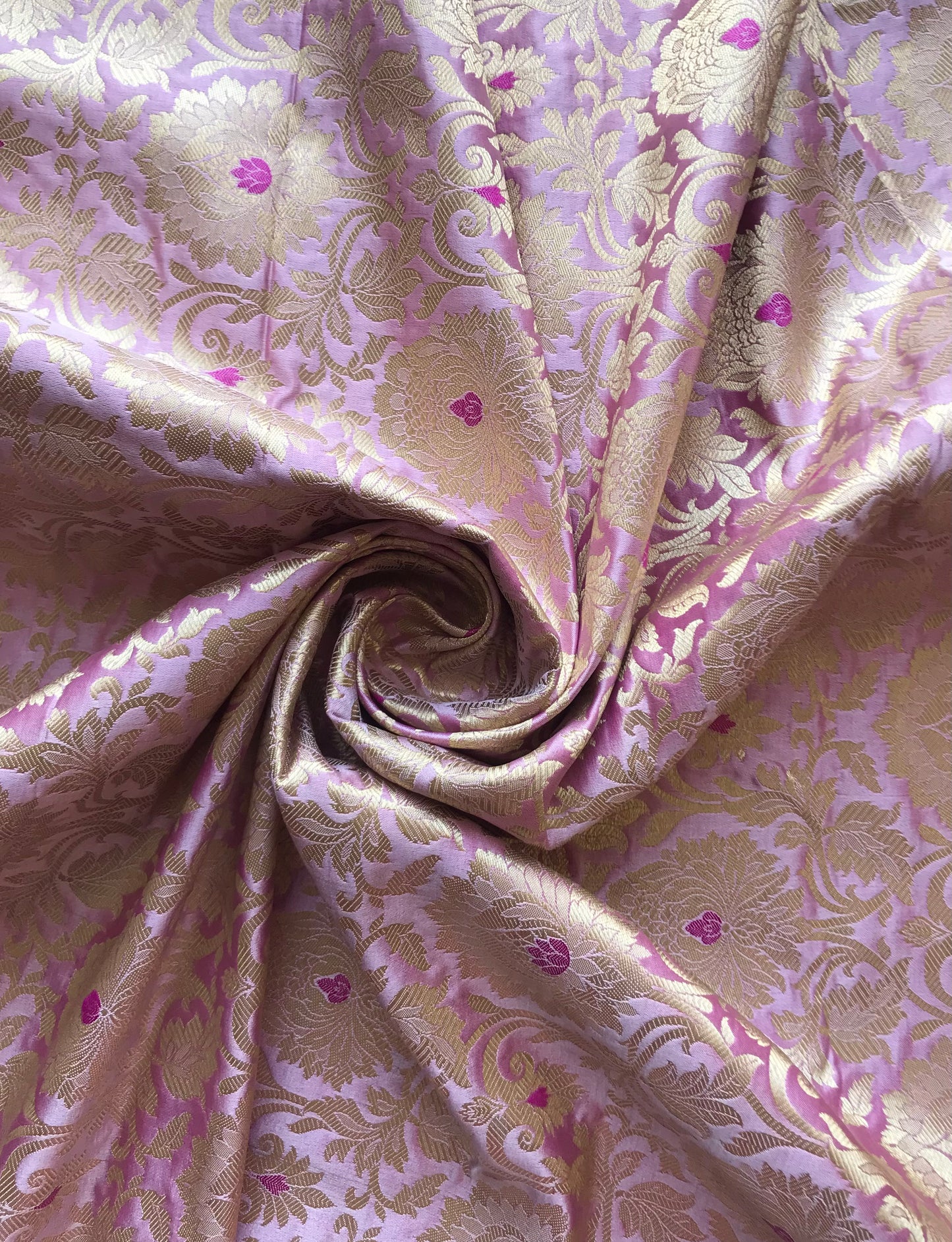 Indian Banarasi Brocade fabric in Purple and Gold color, Multiple lengths will come in the continuous piece - NF2004