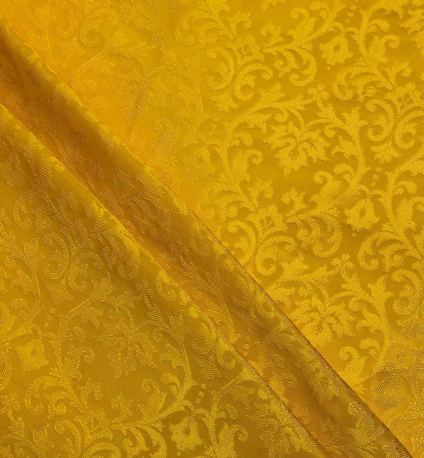 Indian Banarasi brocade Fabric in Yellow Color, Multiple lengths will come in a continuous piece - NF609