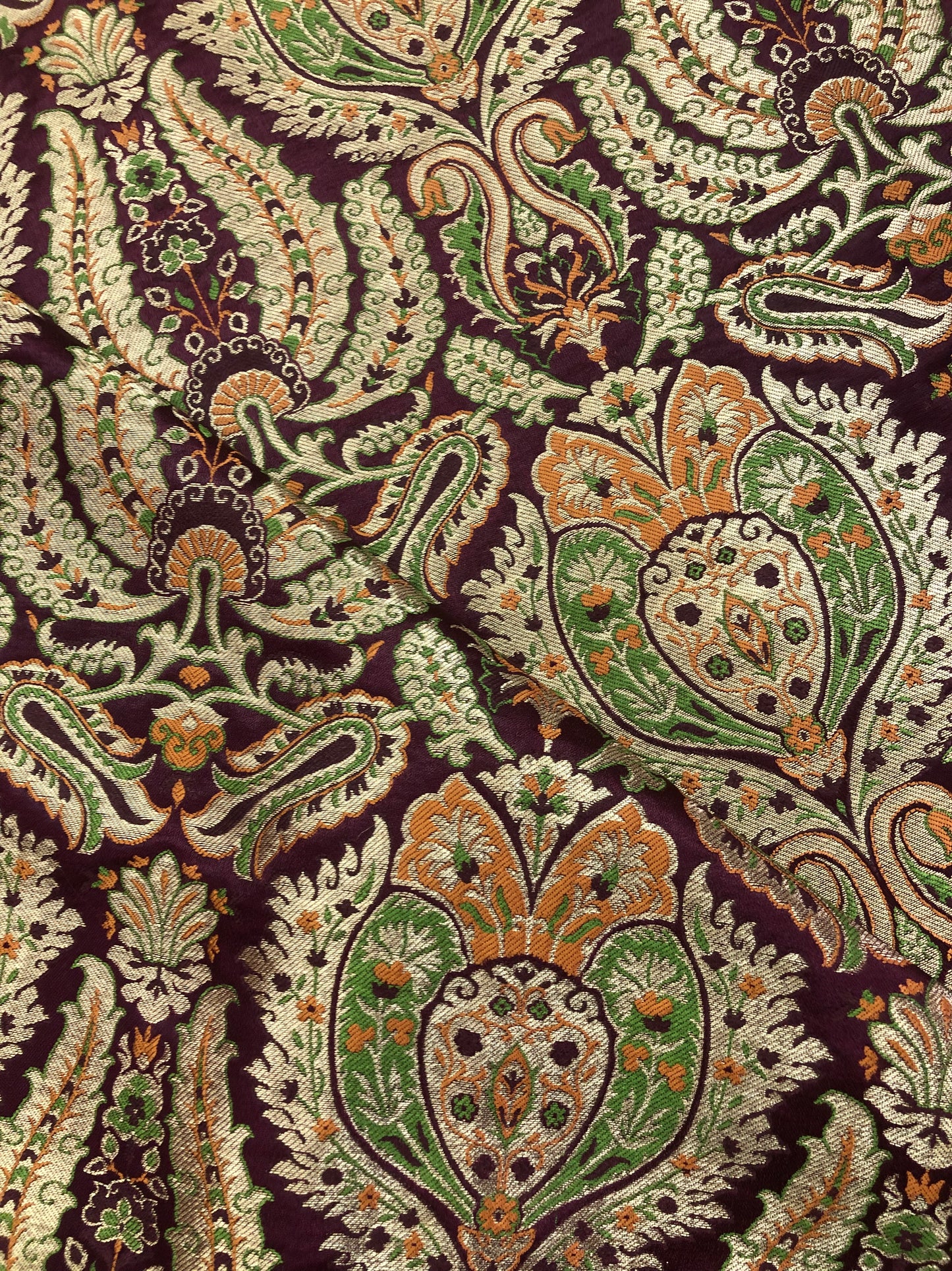 Indian Banarasi Brocade Fabric in Burgundy and Gold color, Multiple lengths will come in the continuous piece - NF393