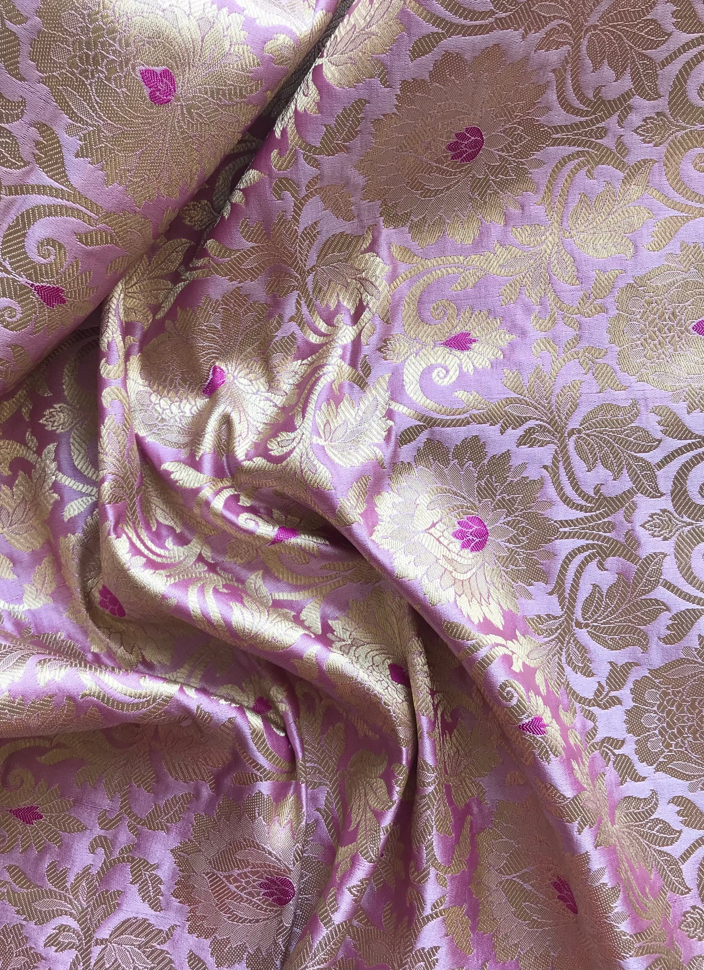 Indian Banarasi Brocade fabric in Purple and Gold color, Multiple lengths will come in the continuous piece - NF2004