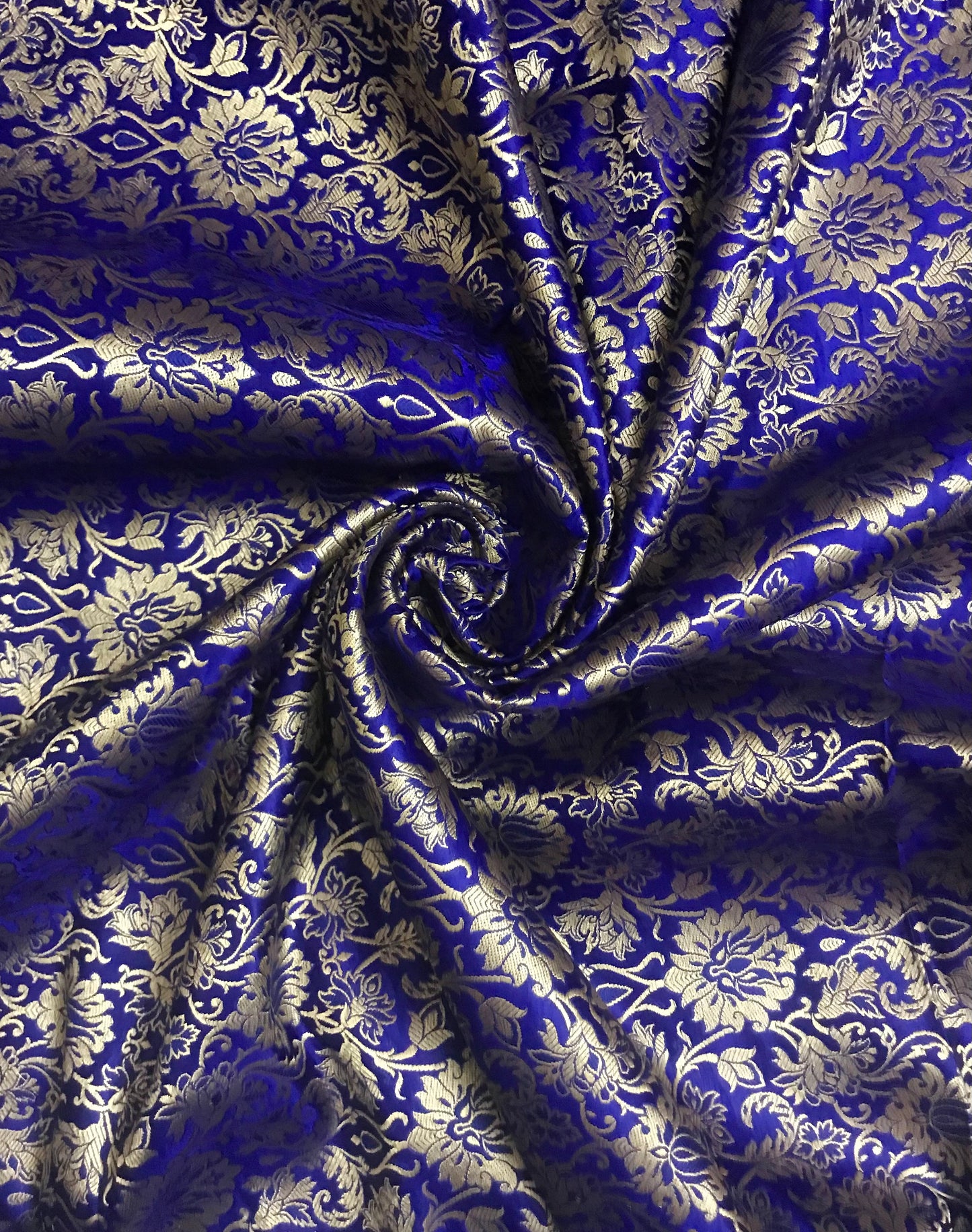 Indian Banarasi Brocade fabric in Royal Blue and Gold color, Multiple lengths will come in the continuous piece - NF04