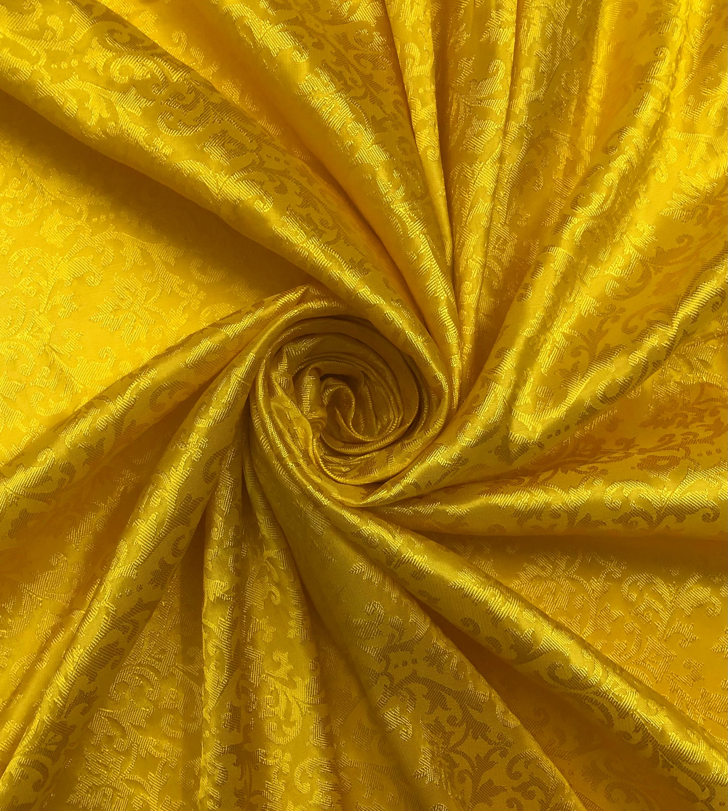 Indian Banarasi brocade Fabric in Yellow Color, Multiple lengths will come in a continuous piece - NF609