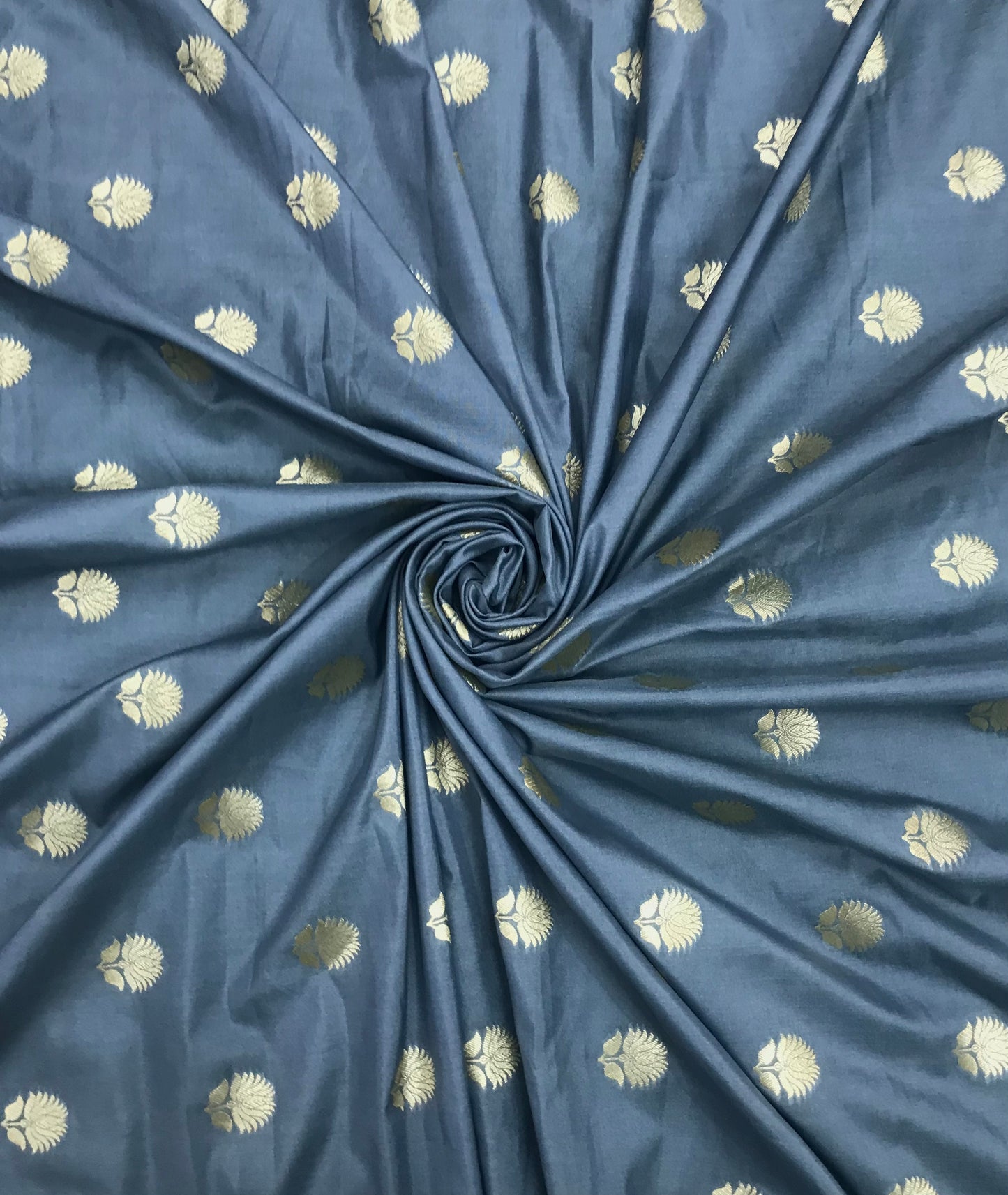 Indian Banarasi Brocade fabric in Gray and Gold color,  Multiple lengths will come in the continuous piece - NF224