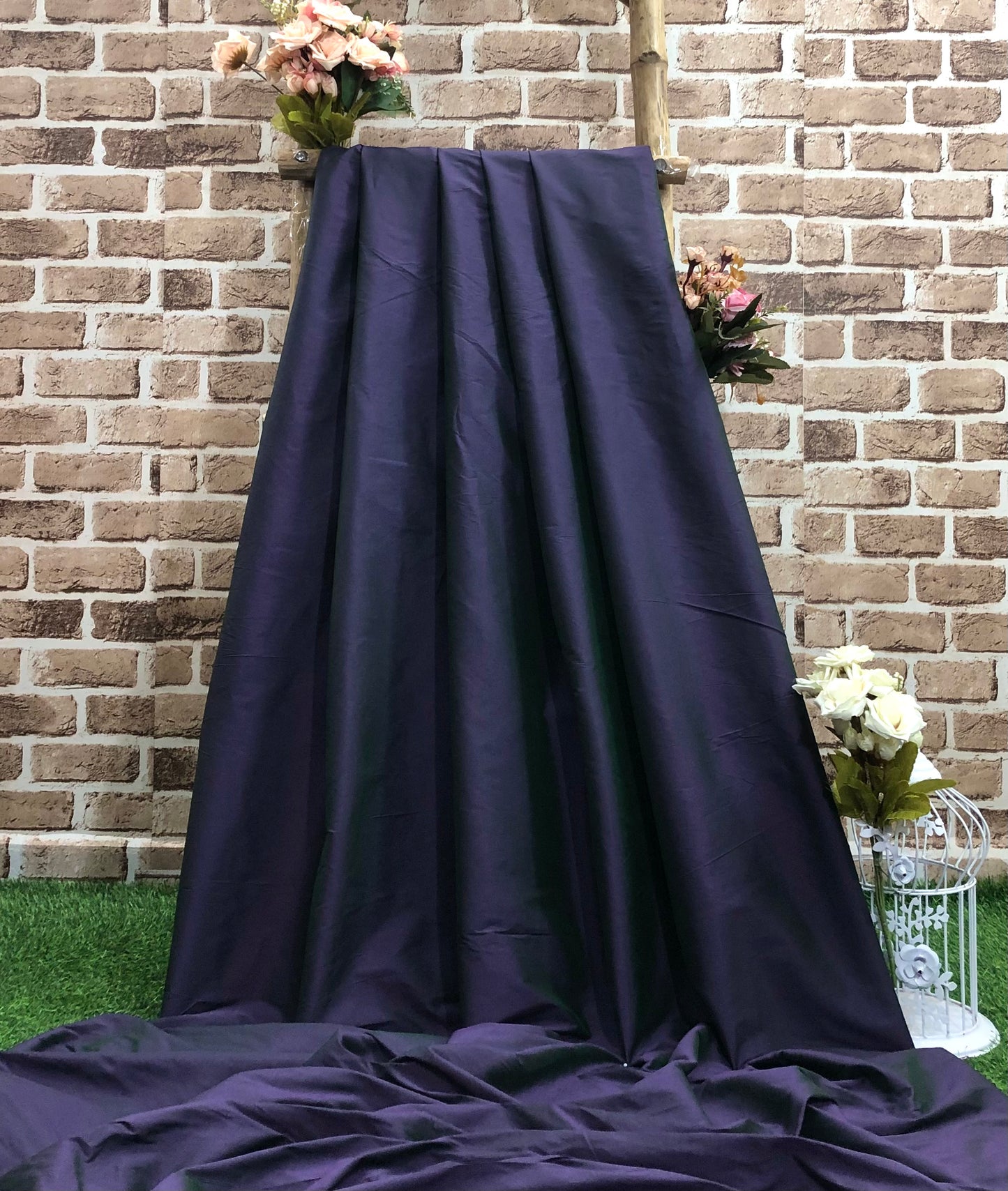 Purple Taffeta Fabric, Dress, Costume Prom Fabric, Indian Poly Silk Fabric, Multiple lengths will come in the continuous piece - TSF32