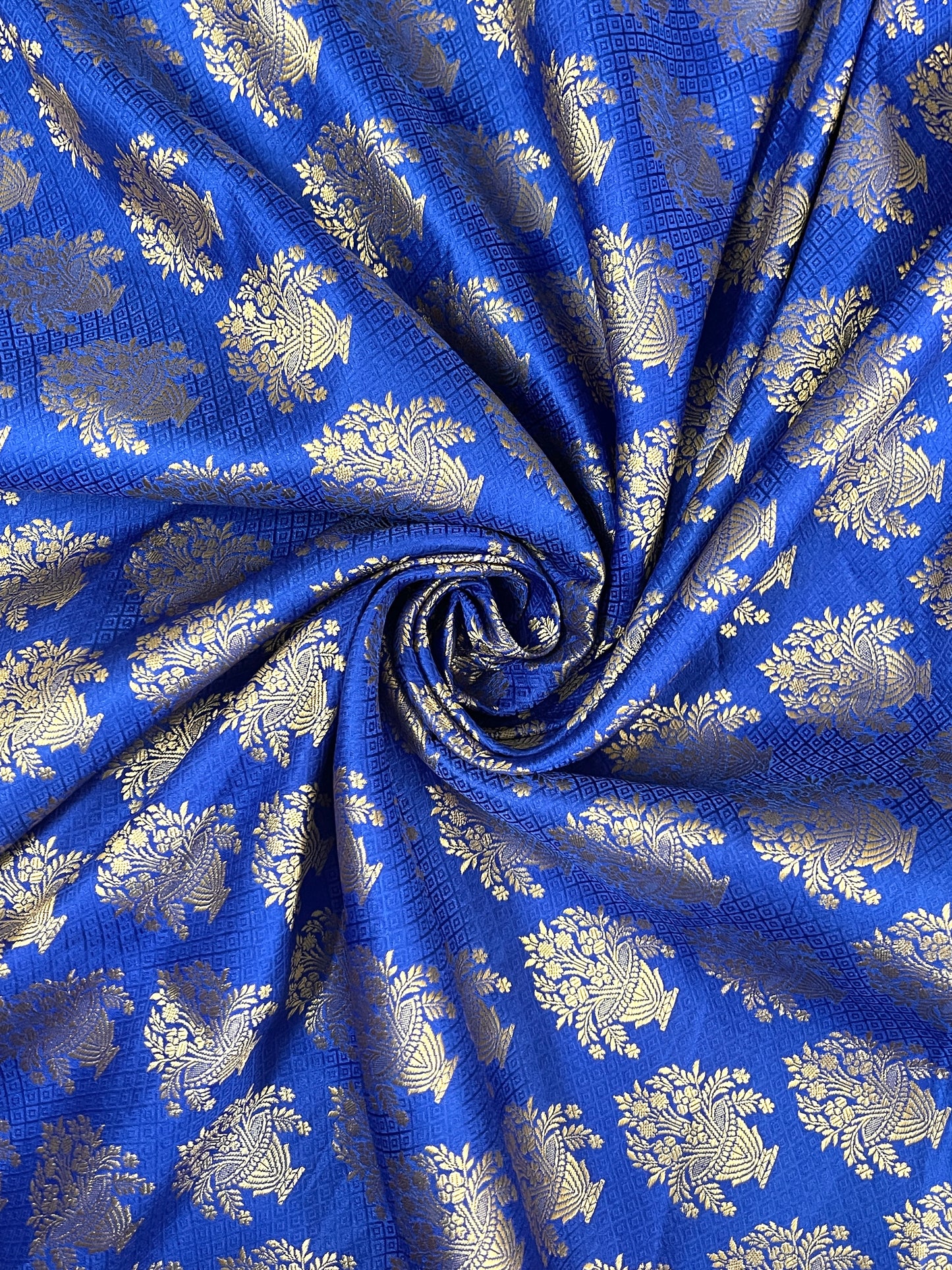 Banarasi Brocade fabric Blue and Gold Fabric, Wedding Brocade Fabric, Fabric Multiple yardage will come in the continuous length NF310