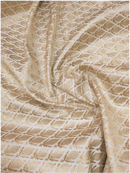 Brocade fabric White Gold Jacquard Damask Rayon Silk brocade Fabric Wedding Bridal High Grade Designer fabric by the yard Material NFAF98