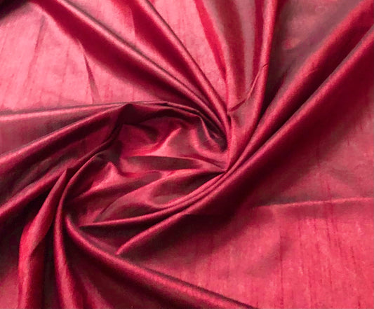 Burgundy Poly Raw Silk Faux Dupion 100% Polyester Upholstery Fabric Bridal Craft Dress Quilting Material - TSF47