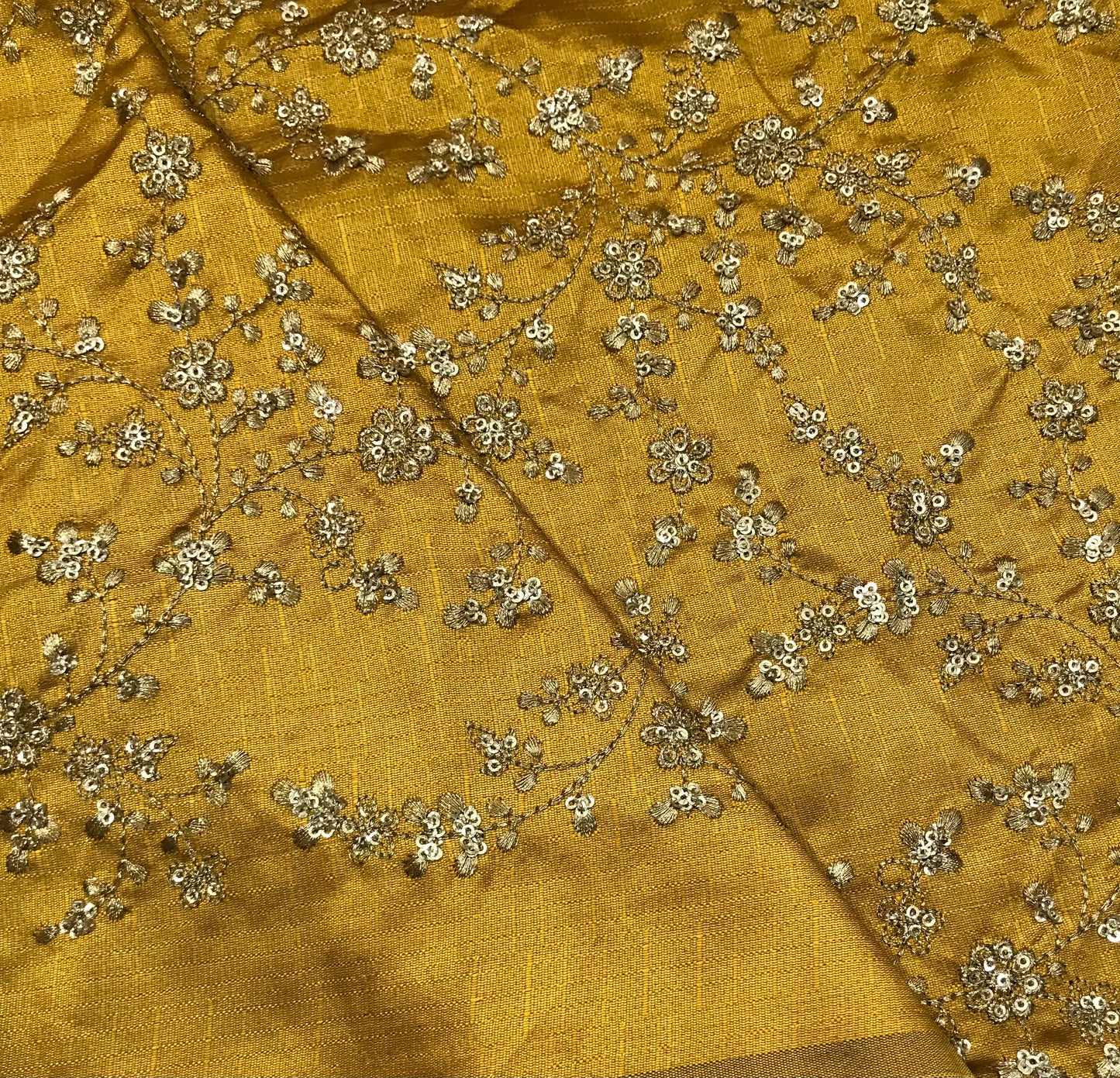 Indian Embroidered Fabric in Rust & Gold color, Multiple lengths will come in the continuous piece - NF931