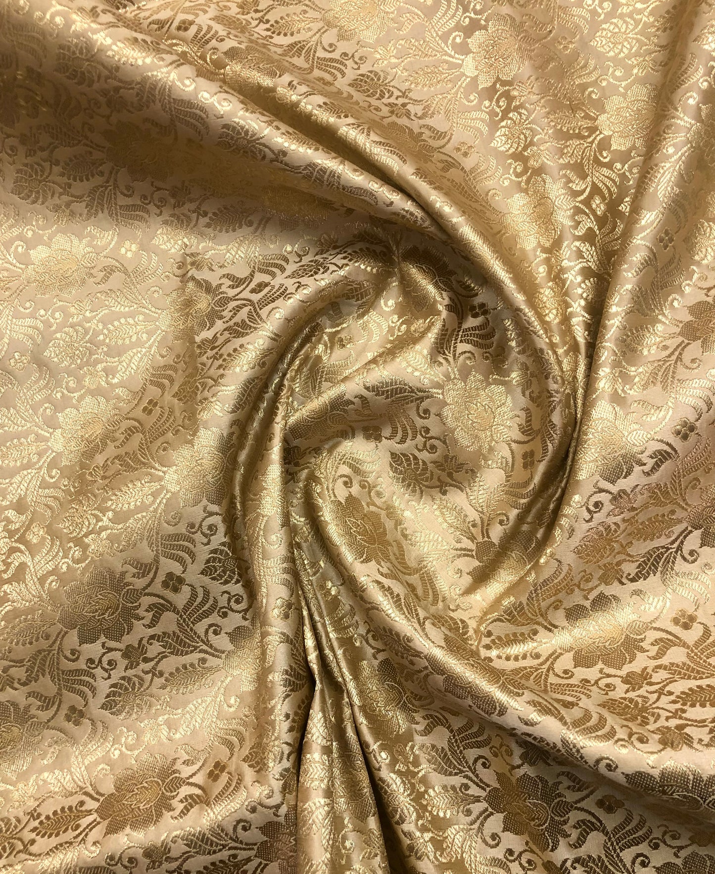 Indian Banarasi Brocade fabric in Beige and Gold color, Multiple lengths will come in the continuous Piece - NF2008