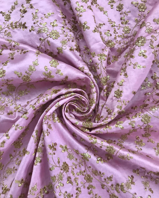 Embroidered fabric, Pink Gold Wedding inspiration fabric, Designer fabric, Embroidery design, Luxury fabric, Bridesmaid dress, Floral design, Gold fabric - NFAF548