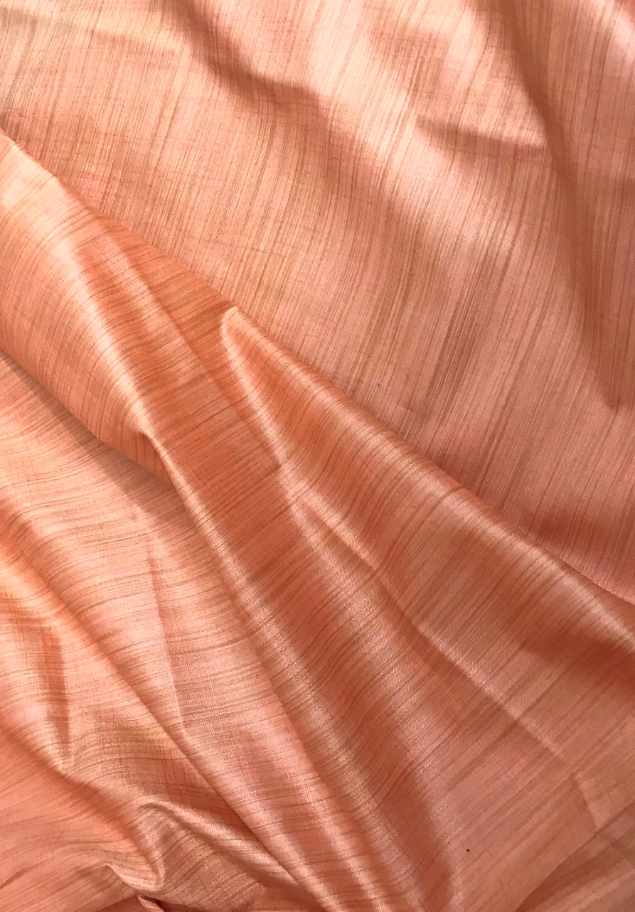 Peach Coral Art/ Poly Silk Fabric, Handloom Art Silk Fabric, Dress Fabric -TSF53