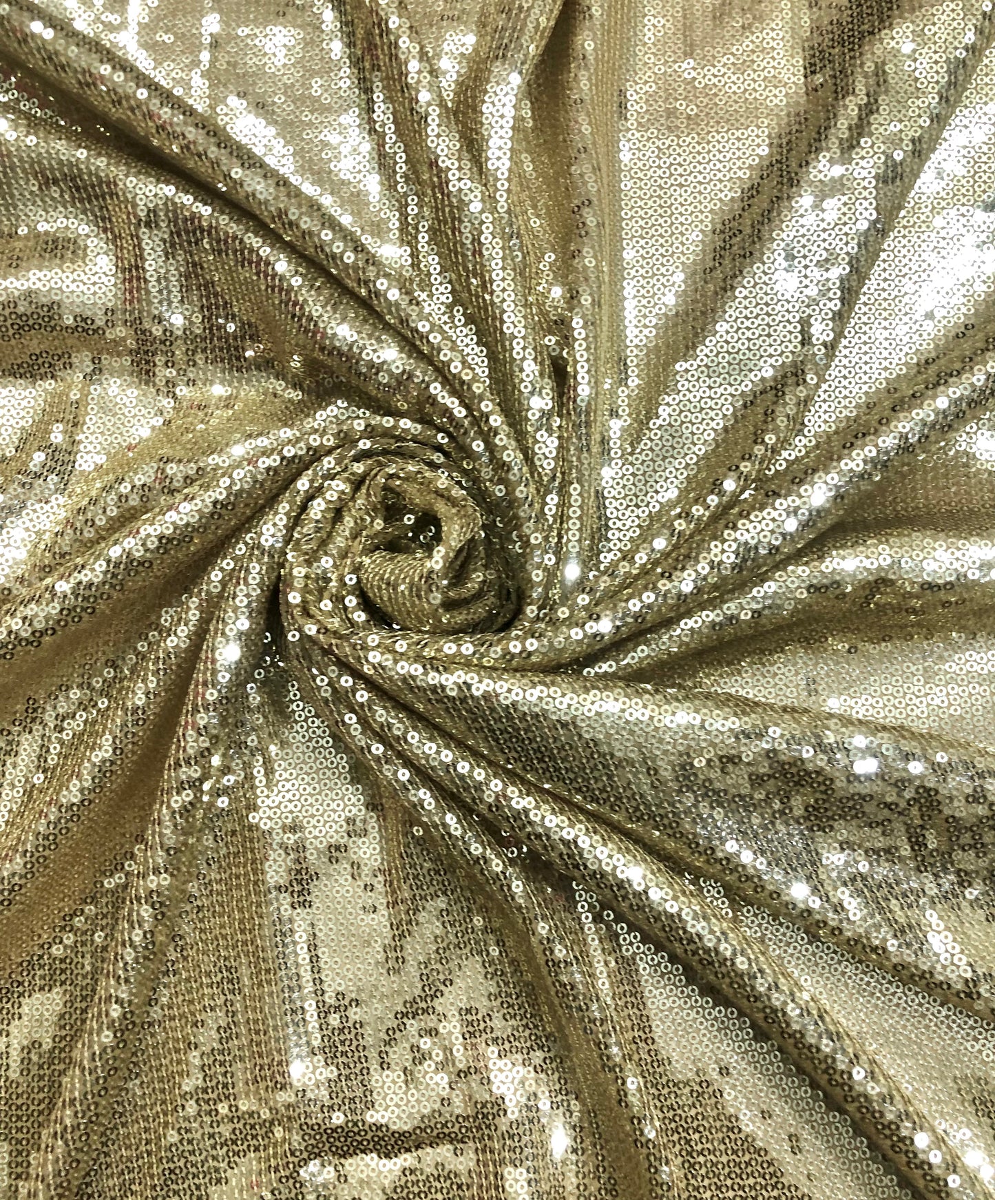 Light Gold Sequin Georgette Fabric,  Sequin Embroidery Fabric, Multiple lengths will come in the continuous piece - SQAF830