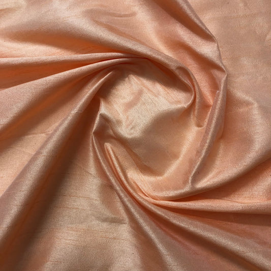 Peach Poly Silk Fabric, Handloom Art Silk Fabric, Multiple lengths will come in the continuous piece - TSF37