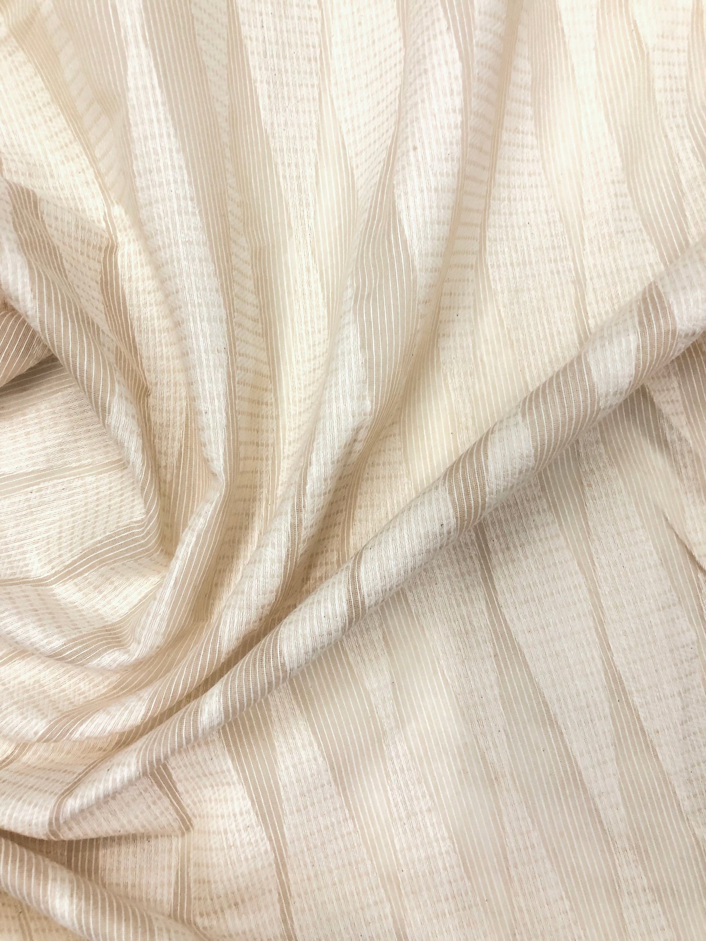 Pure Cotton and Ikat weave fabric in Ivory fabric, Multiple lengths will come in the continuous piece - COTF837