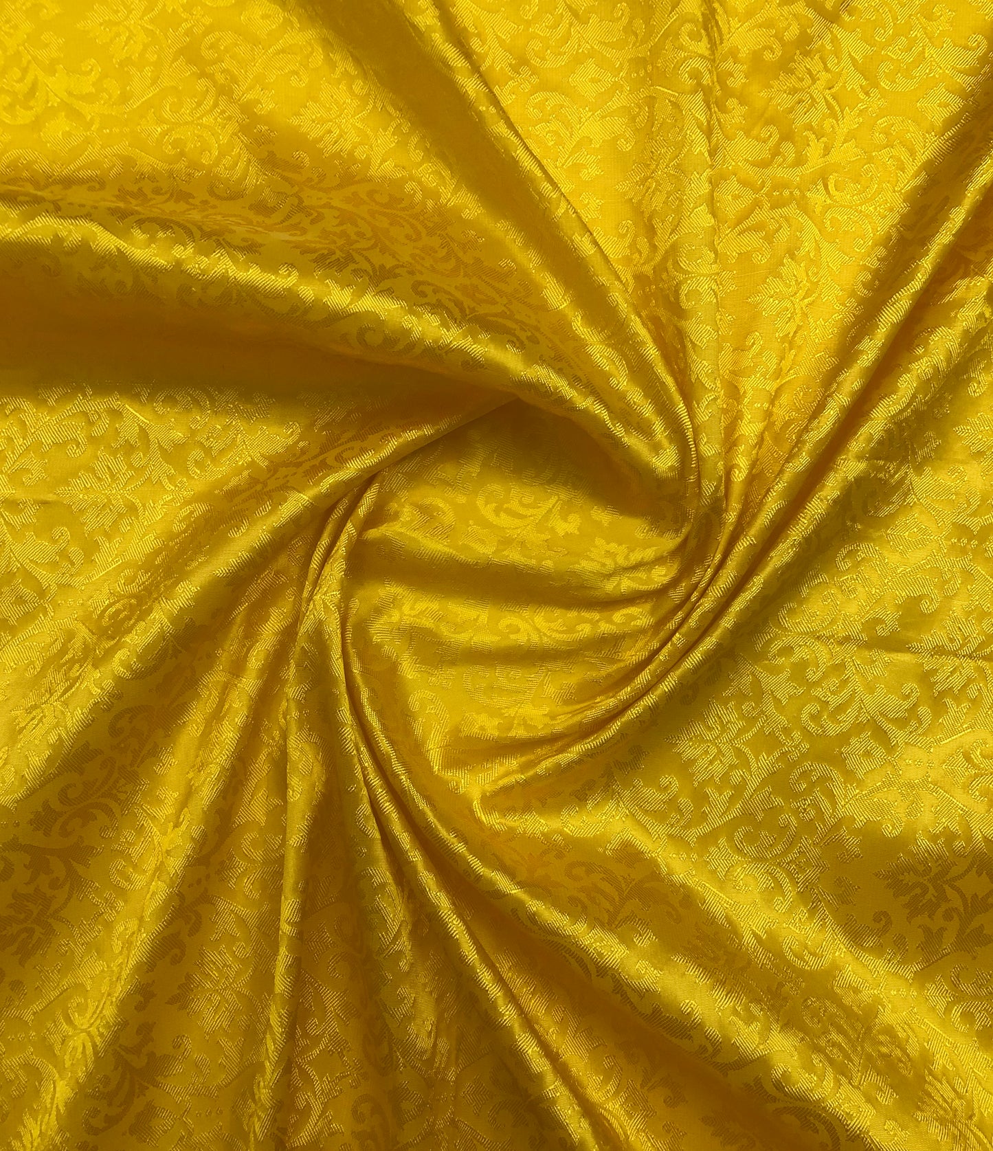 Indian Banarasi brocade Fabric in Yellow Color, Multiple lengths will come in a continuous piece - NF609