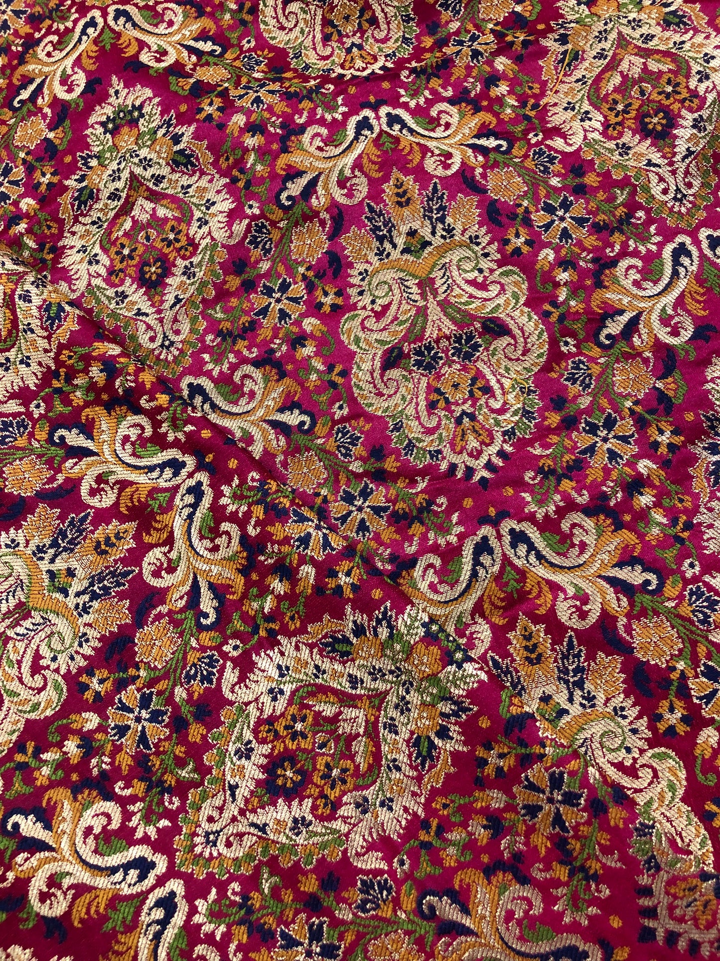 Indian Banarasi Brocade Fabric in Hot Pink and Gold color, Multiple lengths will come in the continuous Piece - NF512