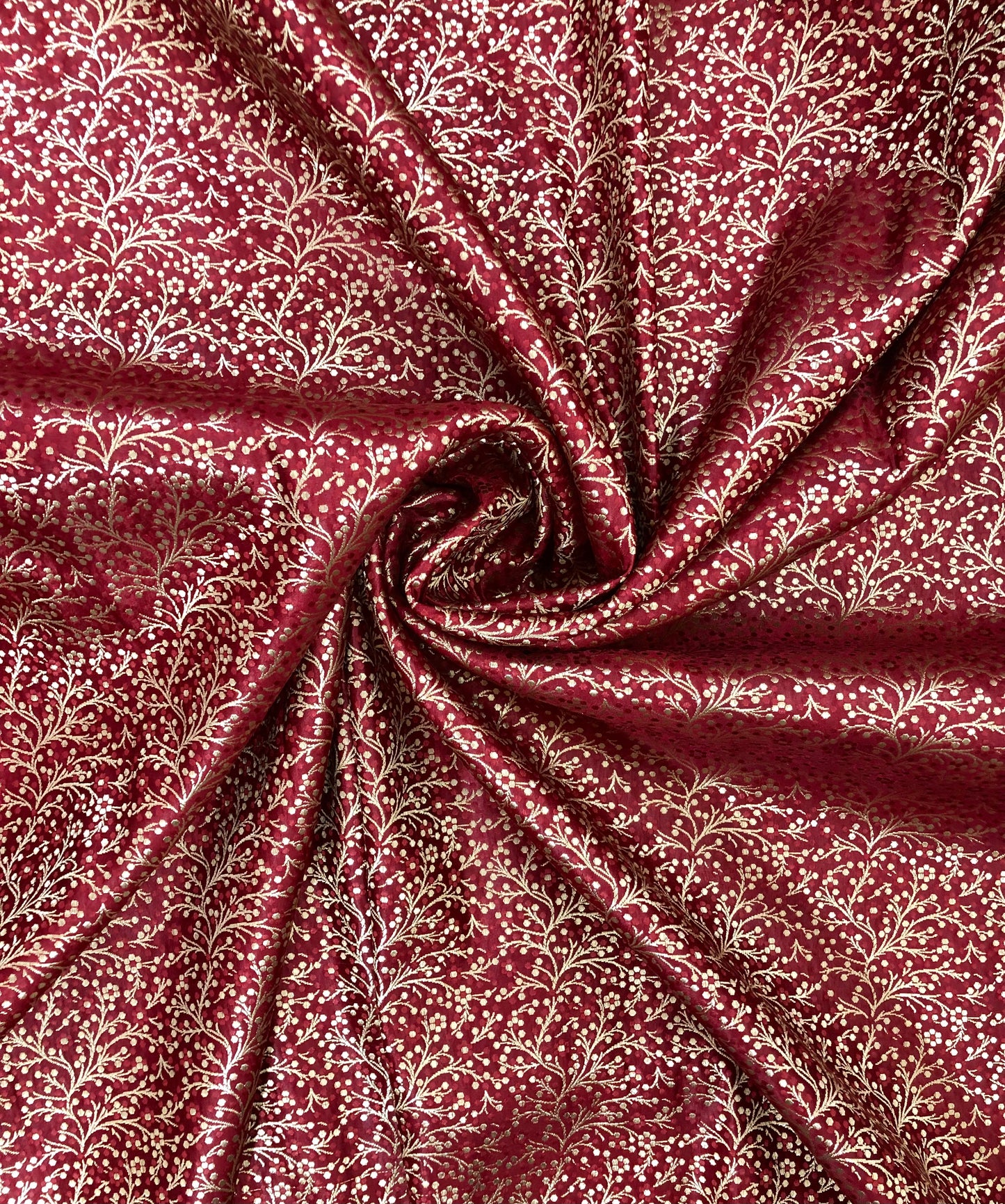 Indian Banarasi Brocade Fabric in Red and Gold Color, Multiple lengths will come in the continuous piece - NF194