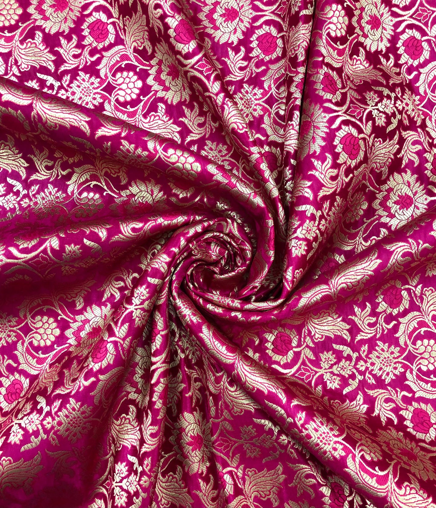 Indian Banarasi Brocade Fabric in Pink and Gold color, Multiple lengths will come in the continuous piece - NF365