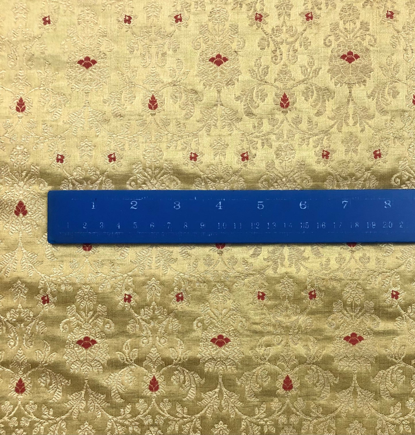 Indian Banarasi Brocade fabric in Beige and Gold color, Multiple lengths will come in a continuous piece - NF712