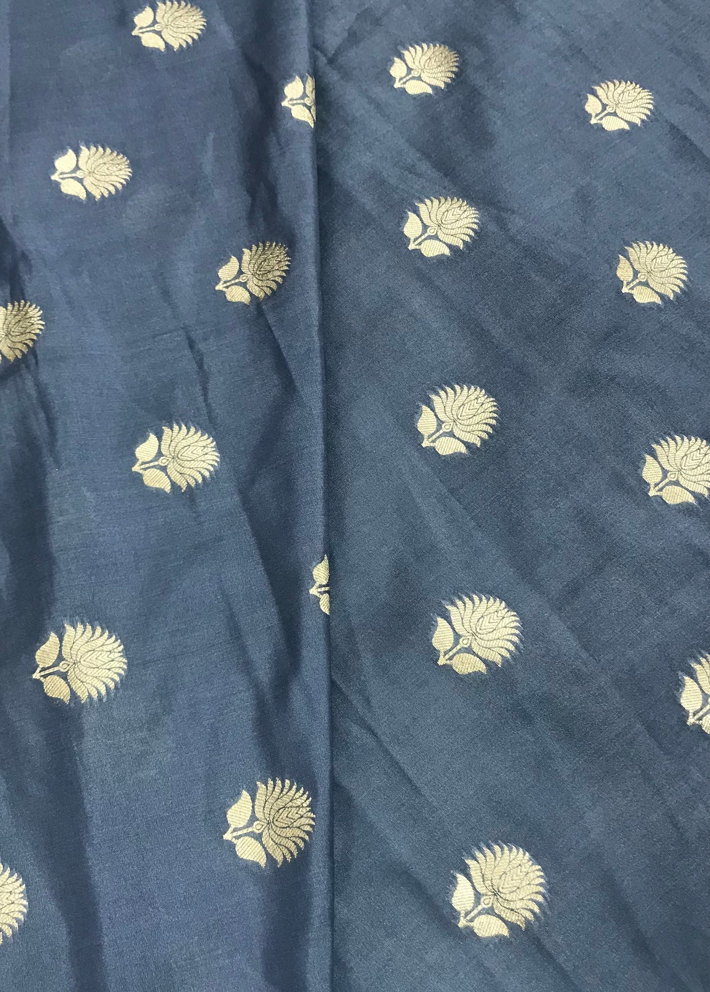 Indian Banarasi Brocade fabric in Gray and Gold color,  Multiple lengths will come in the continuous piece - NF224