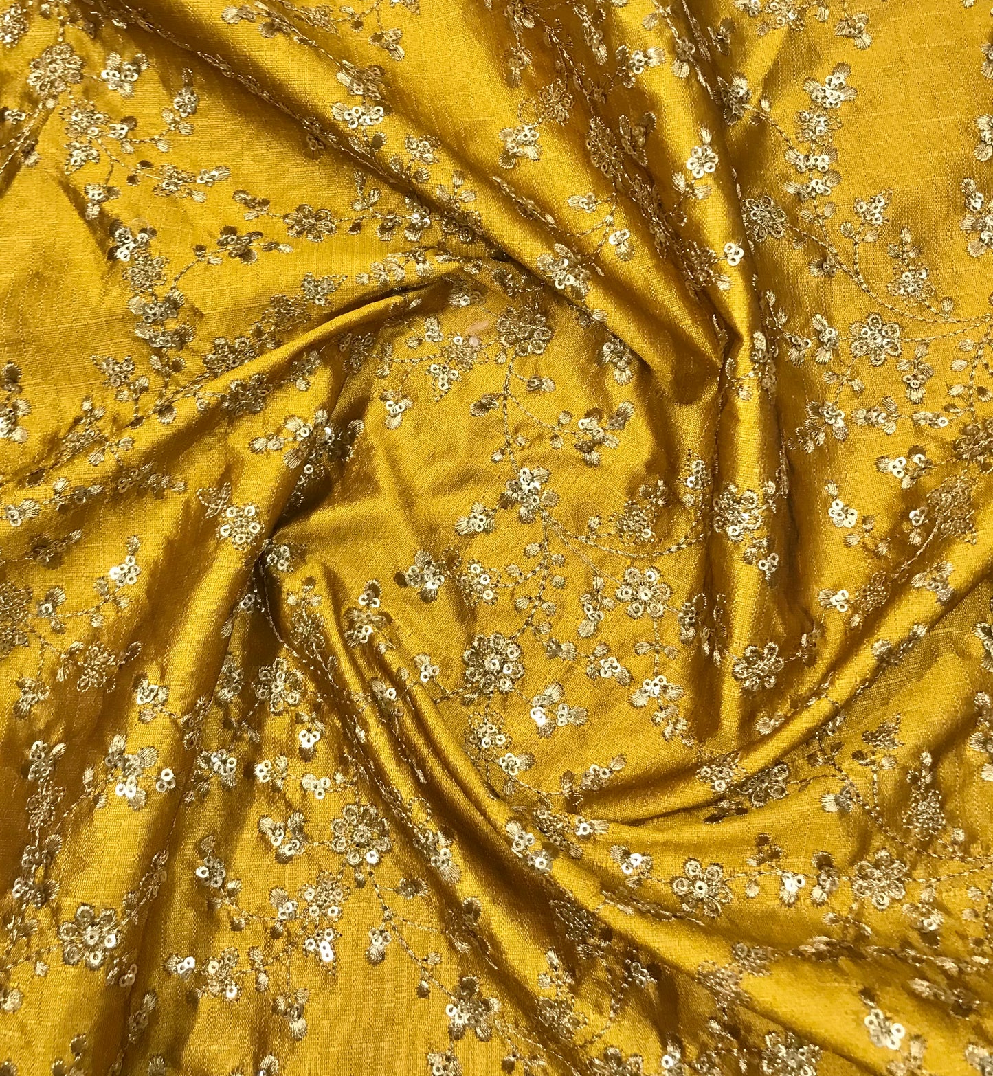 Indian Embroidered Fabric in Rust & Gold color, Multiple lengths will come in the continuous piece - NF931