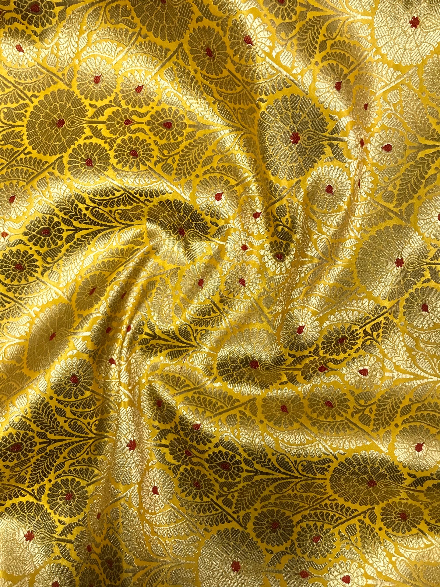 Indian Banarasi Brocade fabric in Blue and Gold color, Multiple lengths will come in the continuous piece - NF313