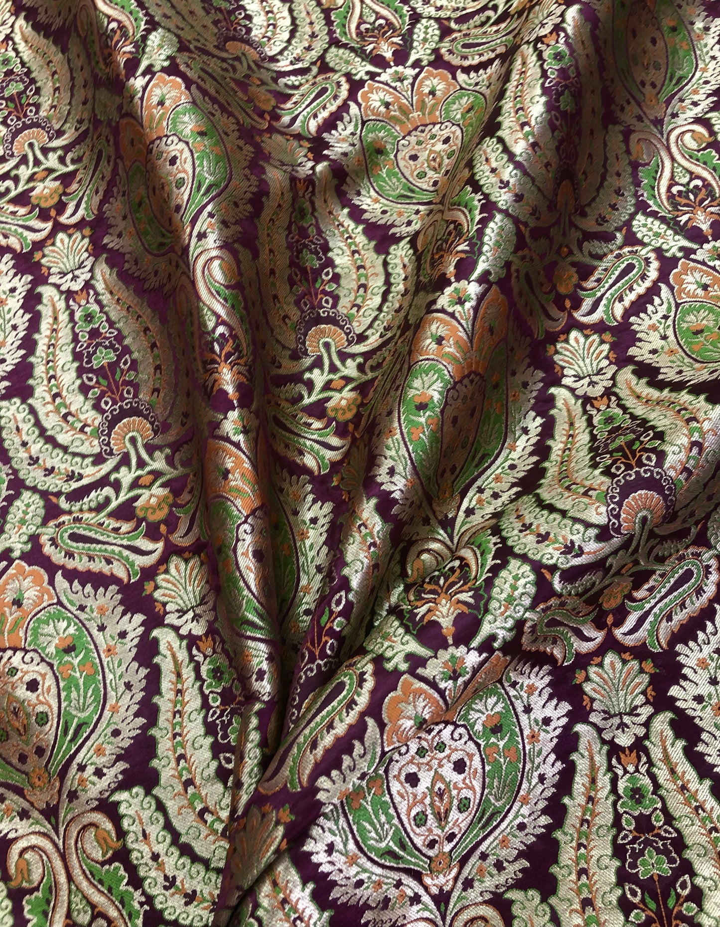 Indian Banarasi Brocade Fabric in Burgundy and Gold color, Multiple lengths will come in the continuous piece - NF393