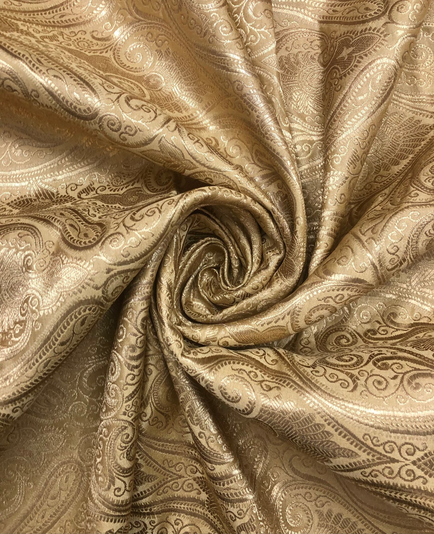 Indian Banarasi Brocade Fabric in Beige & Gold color, Multiple lengths will come in the continuous piece - NF947