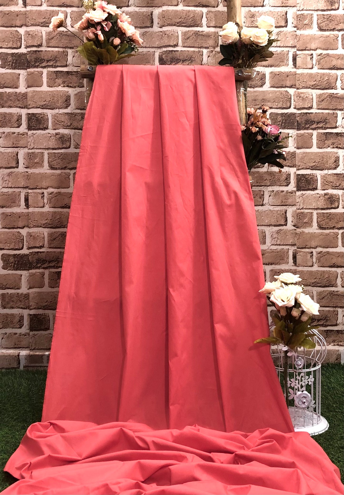 Pure Cotton fabric in Coral Color, Multiple lengths will come in the continuous piece - COTF18