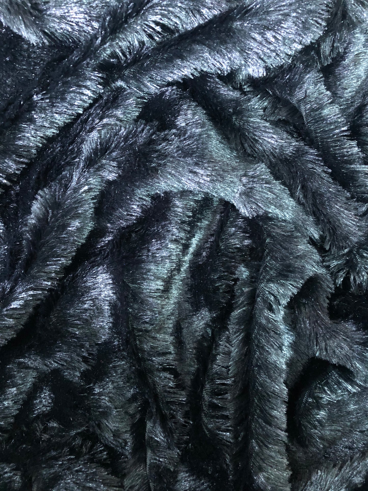 Solid Shaggy Faux Fur Fabric in black Color, Craft Sewing Cosplay Costume Decorations, Multiple lengths will come in the continuous piece.