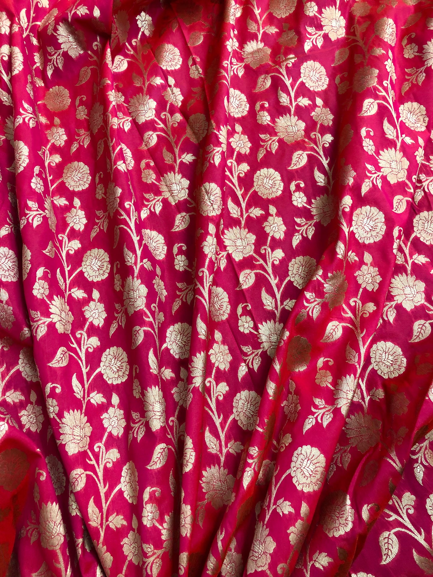 Banarasi Brocade Fabric in Coral Pink and Gold color, Multiple lengths will come in the continuous piece - NF761