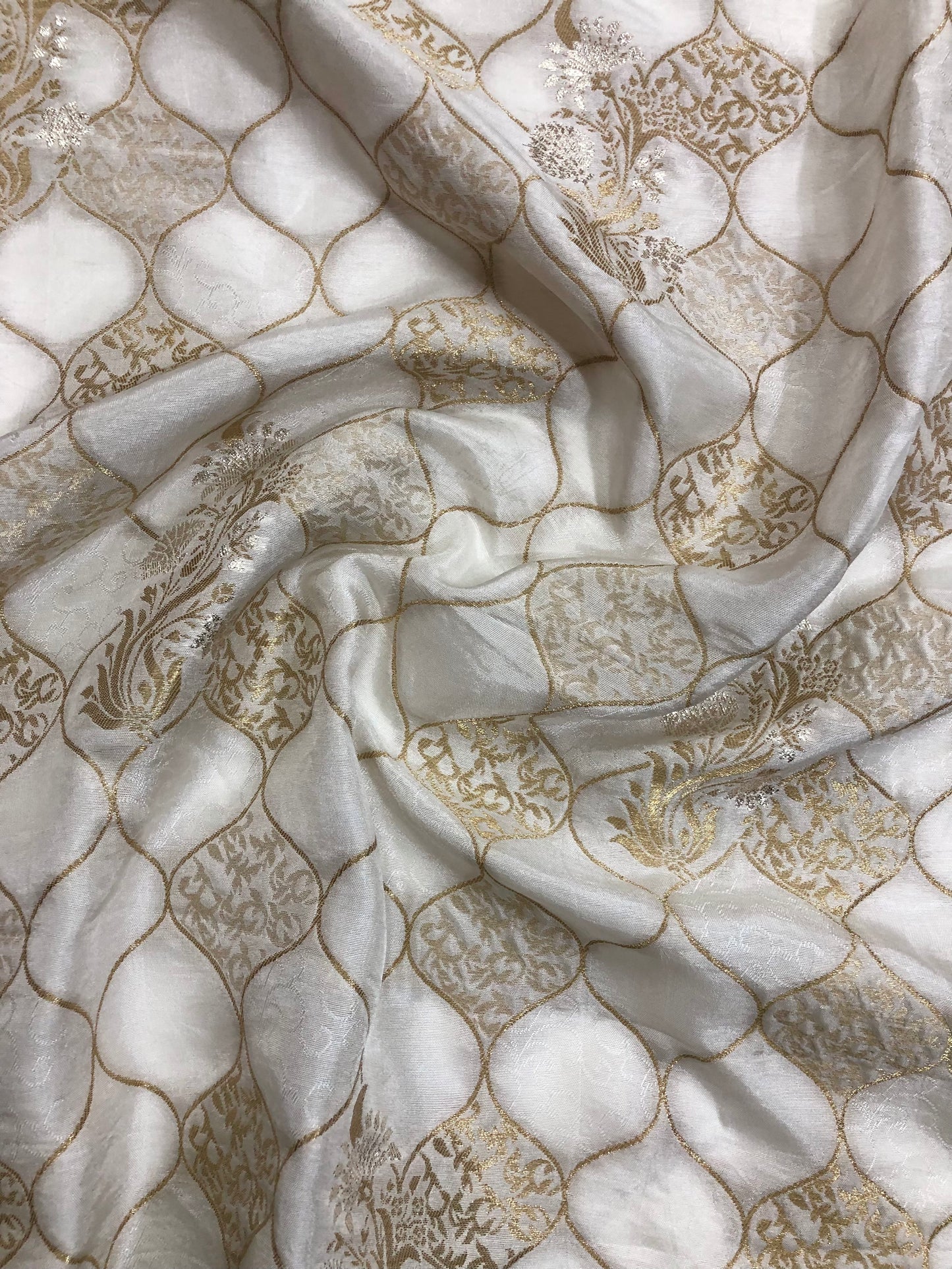 Indian Indian Dola Silk Fabric And Off White Color, Multiple lengths will come in the continuous piece - NF865