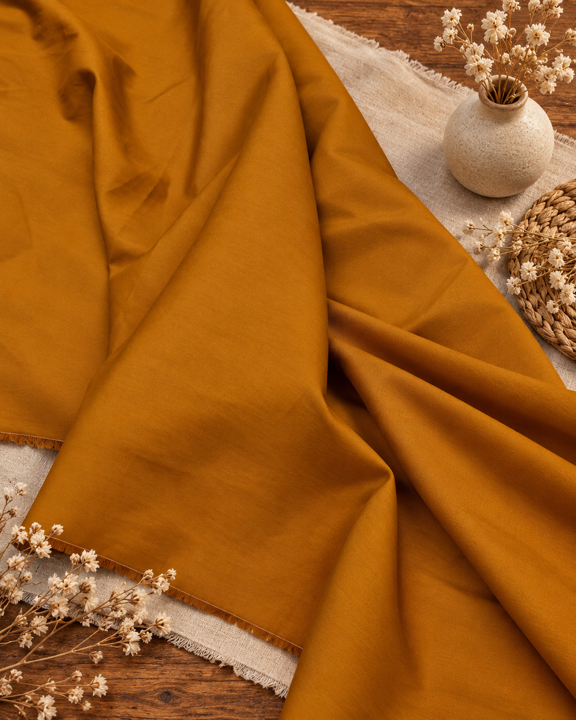 100% Pure Orange Cotton Fabric by the Yard/ Metre, Soft Woven Cotton Fabric for Dresses, Clothing, Upholstery, Bedding,DIY Sewing and Crafts- COTF41