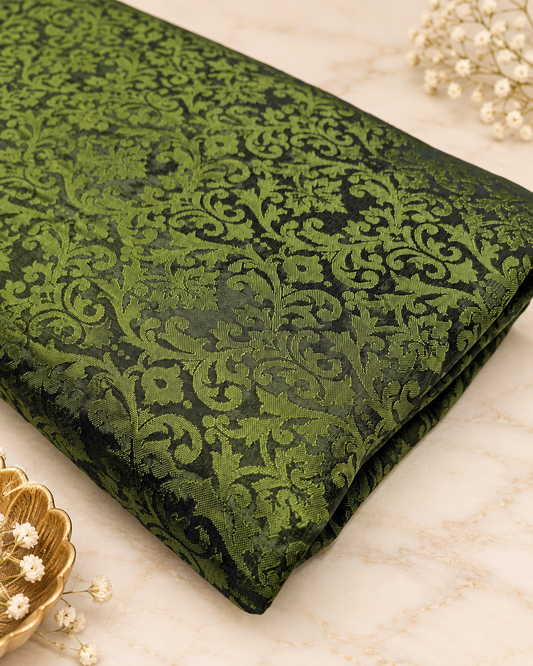 Damask Brocade Fabric Green Jacquard brocade Wedding dress fabric Embossed Brocade fabric Bridal Dress Brocade Fabric by the yard - NFAF165