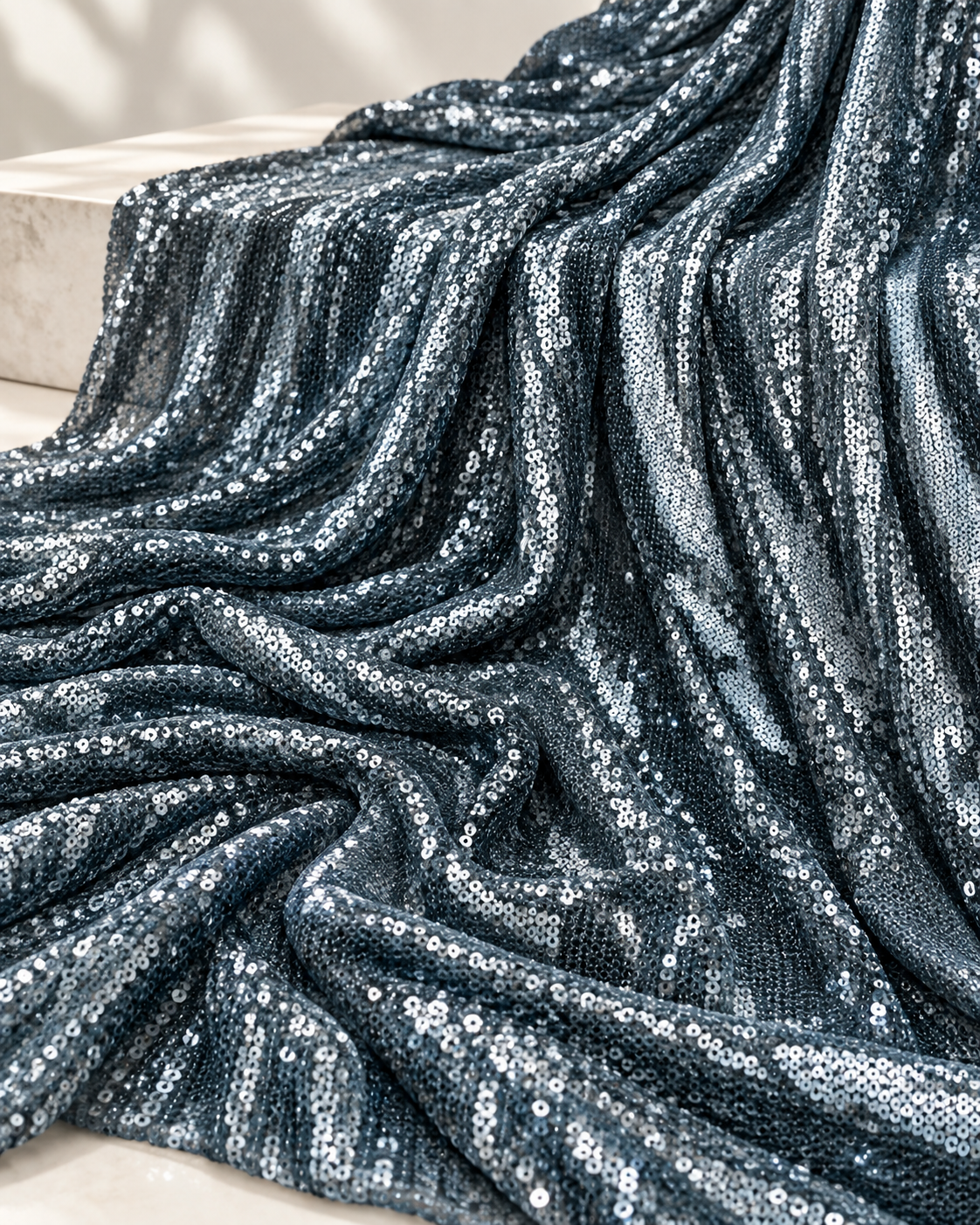 Gray embroidered fabric, Sequin Georgette Fabric, Evening dress, Bridesmaid dress, Wedding inspiration, Fabric store, Handmade - SQAF14