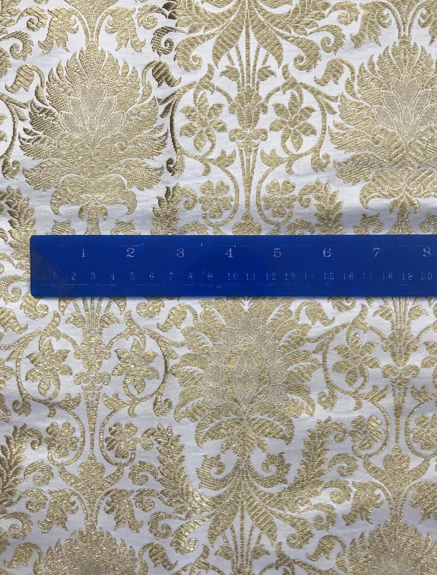 Indian Banarasi Brocade fabric in Off White and Gold color,  Multiple lengths will come in a continuous piece - NF97