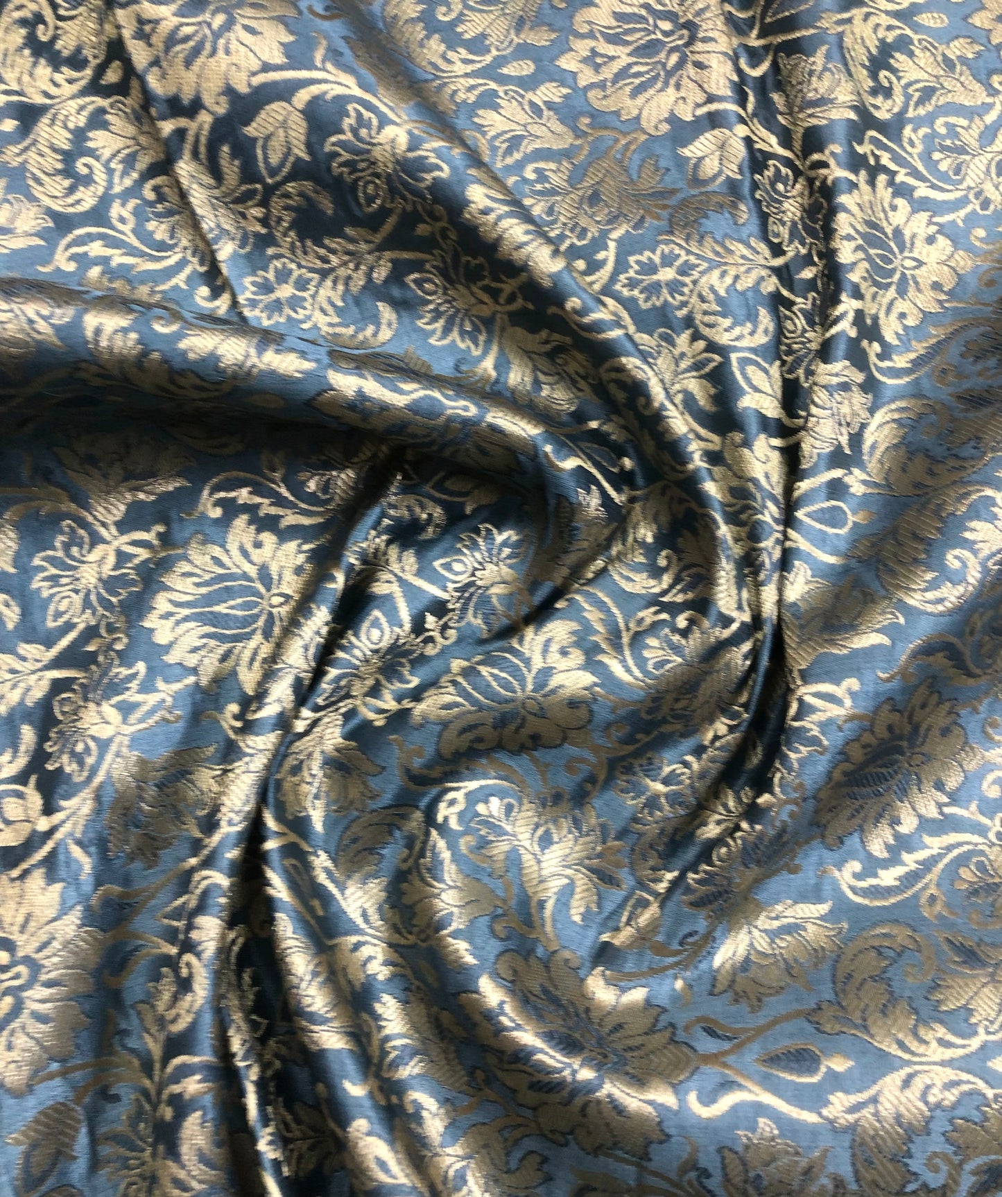 Banarasi Brocade Gray and Gold Fabric, Wedding Brocade Fabric, Multiple lengths will come in the continuous Piece - NF386