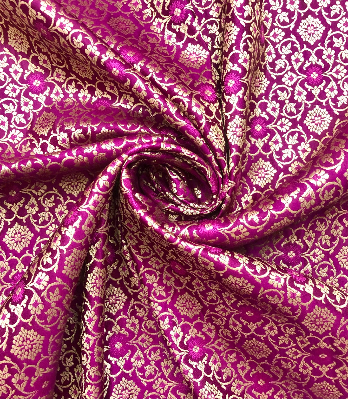 indian Banarasi Brocade Fabric in Magenta Pink and Gold color, Multiple lengths will come in the continuous piece - NF888