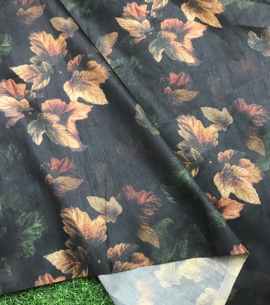 Black Viscose Tussar Silk fabric, Dress Apparel Fabric, Indian Wedding Fabric, Multiple lengths will come in the continuous piece - NF812