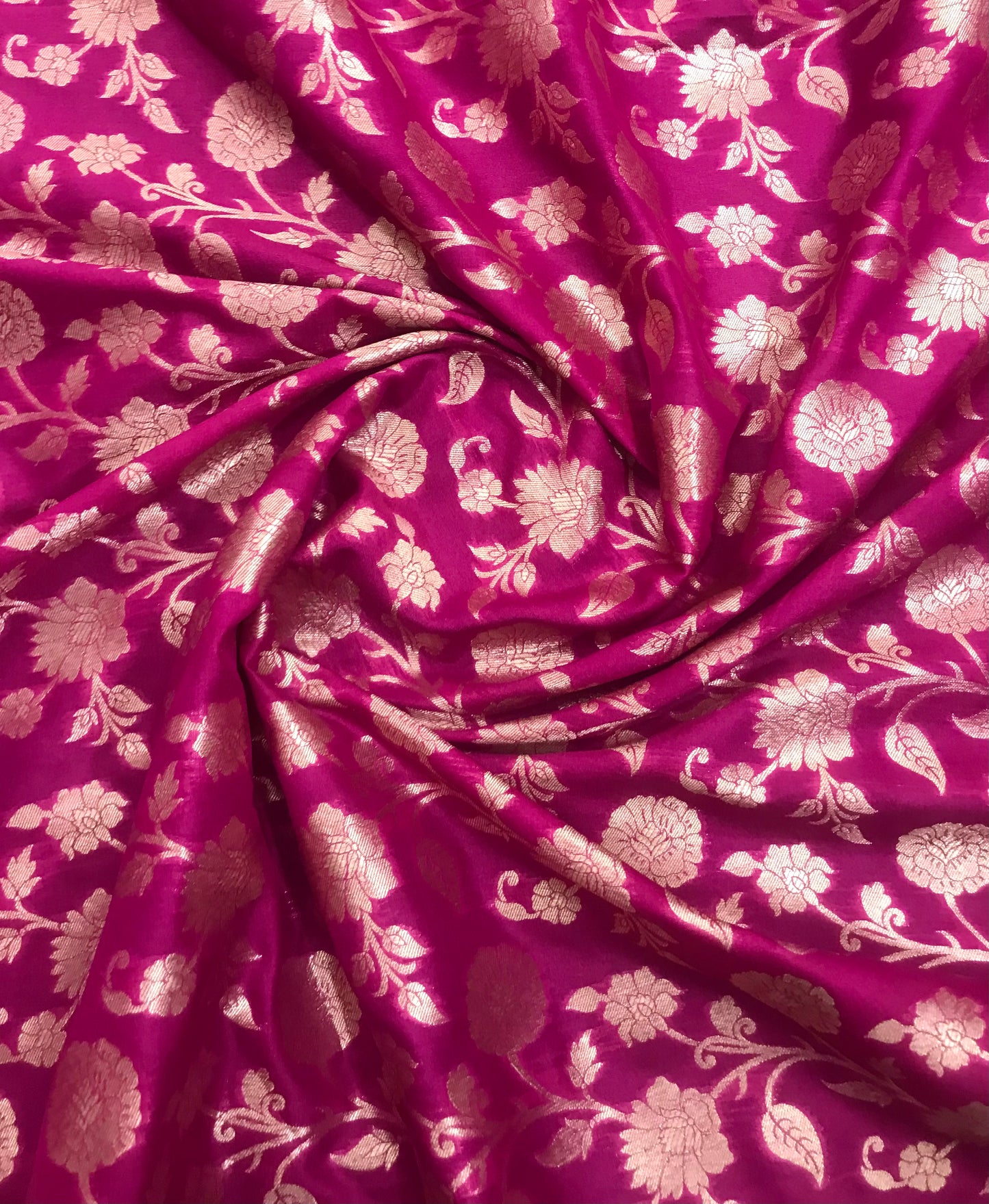 Indian Banarasi Brocade Fabric in Fuchsia and Gold color, Multiple lengths will come in the continuous piece - NF779