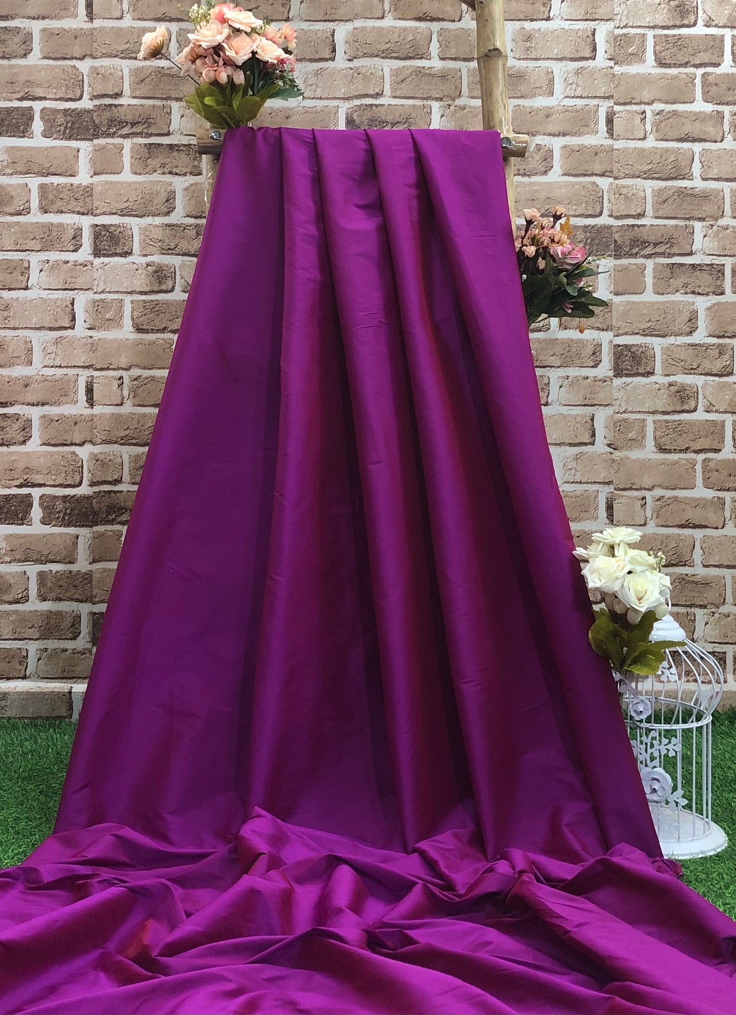 Purple Taffeta Fabric, Dress, Costume Apparel Fabric, Indian Poly Silk Fabric, Multiple yardage will come in a continuous length - TSF841