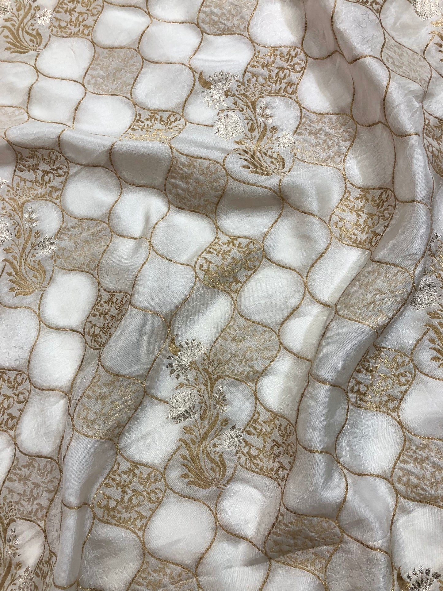 Indian Indian Dola Silk Fabric And Off White Color, Multiple lengths will come in the continuous piece - NF865