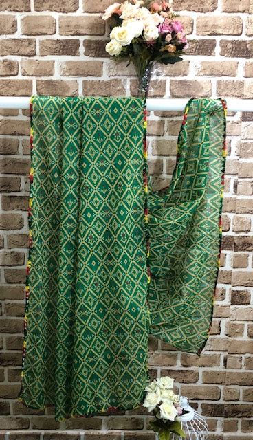 Green Jaipuri print Dupatta ,Indian Cotton Scarf, Drape, Shawl, Veil, Bridesmaids gift, Gift for her, Best gift ideas DP02