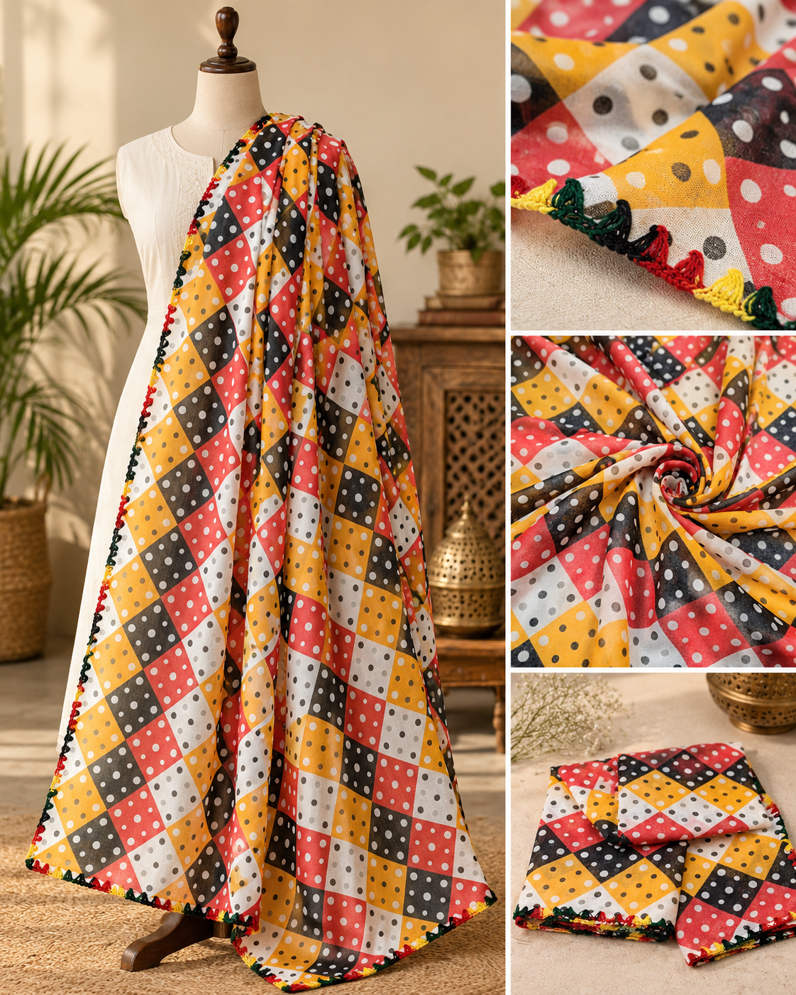 Multi Jaipuri Print Dupatta ,Indian Cotton Scarf, Drape, Shawl, Veil, Bridesmaids gift, Gift for her, Best gift ideas DP1005