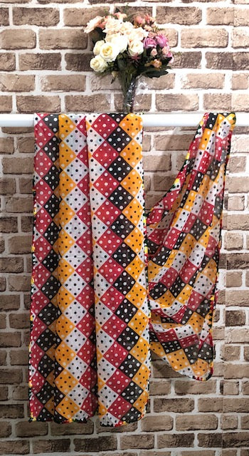 Red Jaipuri Print Dupatta ,Indian Cotton Scarf, Drape, Shawl, Veil, Bridesmaids gift, Gift for her, Best gift ideas DP1005