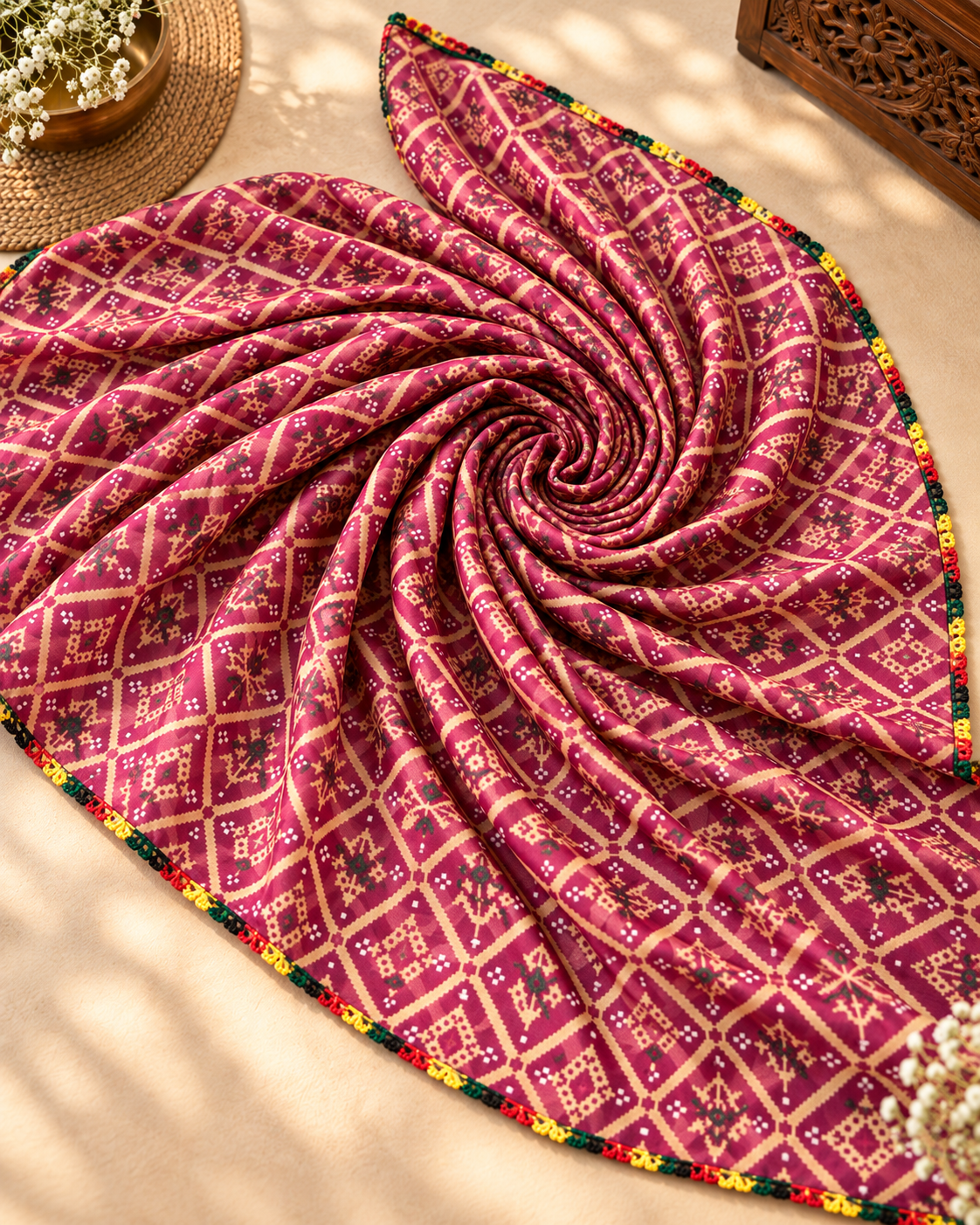 Red Jaipuri print Dupatta ,Indian Cotton Scarf, Drape, Shawl, Veil, Bridesmaids gift, Gift for her, Best gift ideas DP1015
