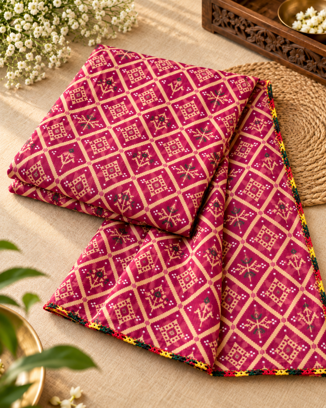 Red Jaipuri print Dupatta ,Indian Cotton Scarf, Drape, Shawl, Veil, Bridesmaids gift, Gift for her, Best gift ideas DP1015