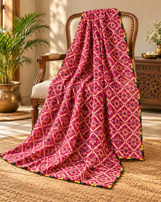 Red Jaipuri print Dupatta ,Indian Cotton Scarf, Drape, Shawl, Veil, Bridesmaids gift, Gift for her, Best gift ideas DP1015