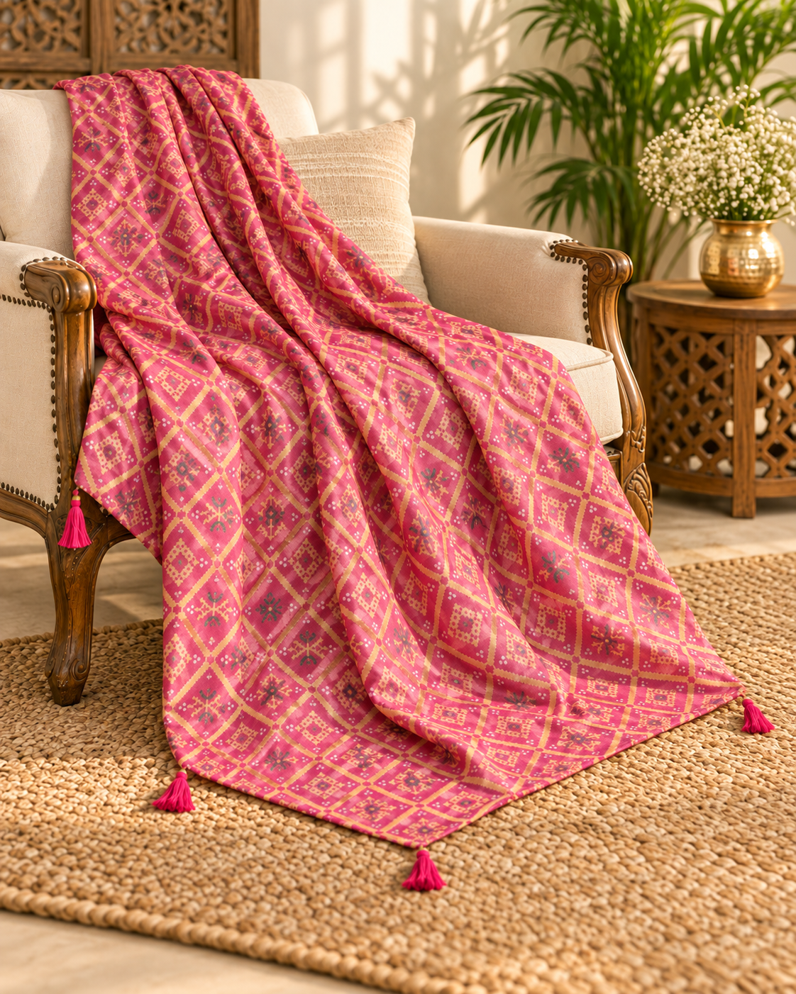 Indian Printed Cotton Scarf Dupatta in Red color, Drape, Shawl, Veil, Bridesmaids gift, Gift for her - DP1020
