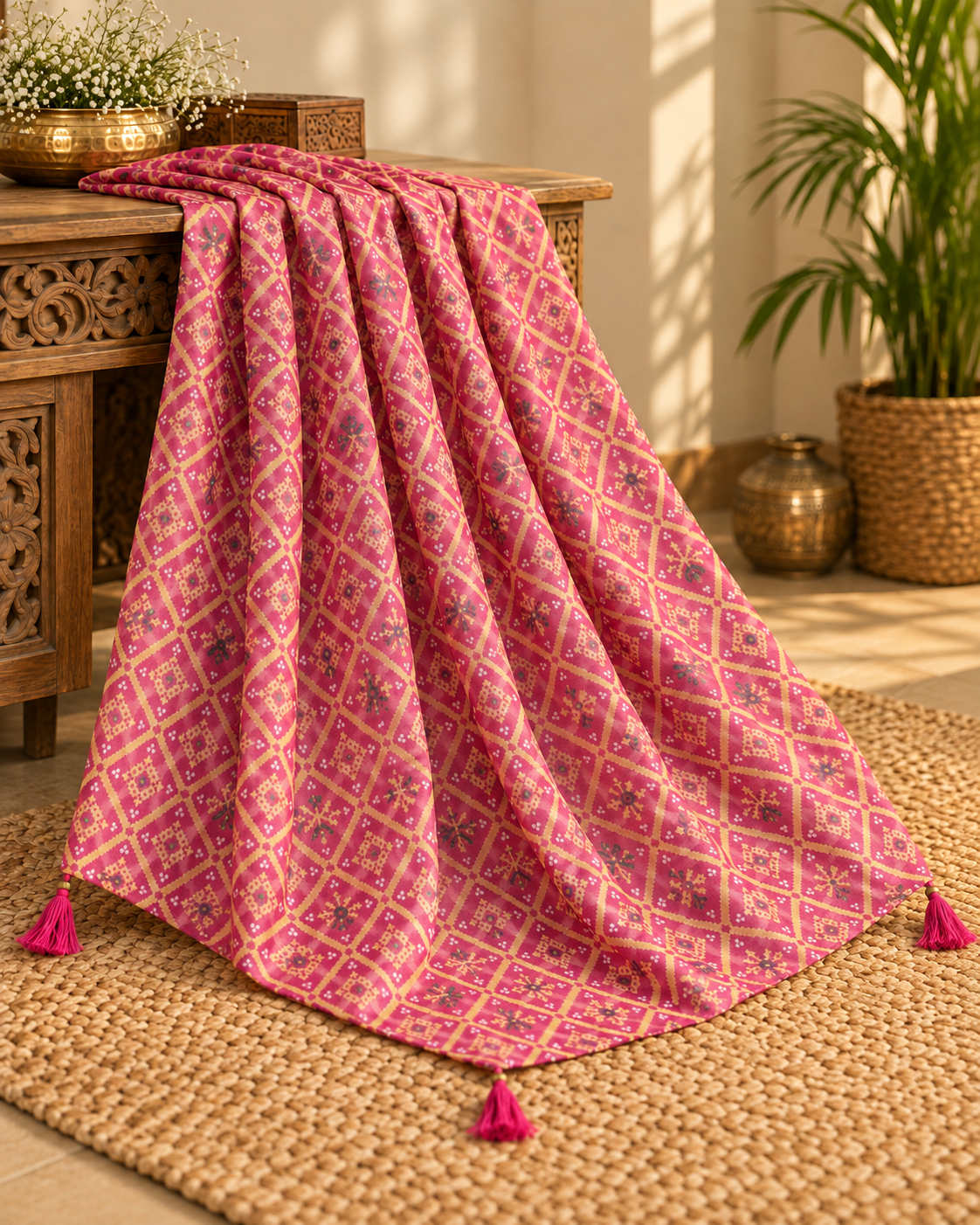 Indian Printed Cotton Scarf Dupatta in Red color, Drape, Shawl, Veil, Bridesmaids gift, Gift for her - DP1020
